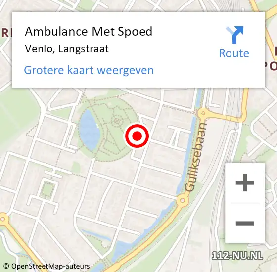 Locatie op kaart van de 112 melding: Ambulance Met Spoed Naar Venlo, Langstraat op 15 juni 2014 19:22
