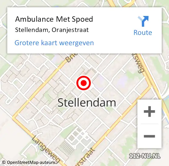 Locatie op kaart van de 112 melding: Ambulance Met Spoed Naar Stellendam, Oranjestraat op 8 juli 2021 09:17