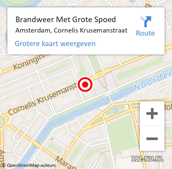 Locatie op kaart van de 112 melding: Brandweer Met Grote Spoed Naar Amsterdam, Cornelis Krusemanstraat op 8 juli 2021 09:31