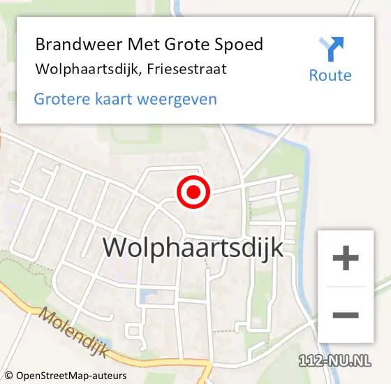 Locatie op kaart van de 112 melding: Brandweer Met Grote Spoed Naar Wolphaartsdijk, Friesestraat op 8 juli 2021 09:32