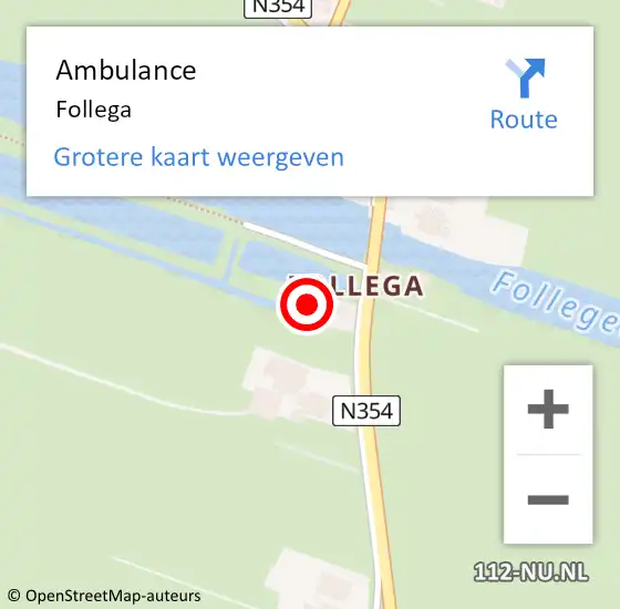 Locatie op kaart van de 112 melding: Ambulance Follega op 8 juli 2021 09:42