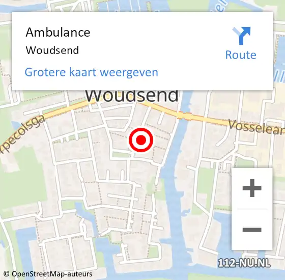 Locatie op kaart van de 112 melding: Ambulance Woudsend op 8 juli 2021 09:48