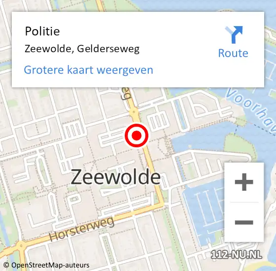 Locatie op kaart van de 112 melding: Politie Zeewolde, Gelderseweg op 8 juli 2021 09:49