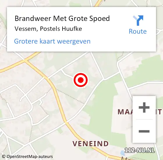 Locatie op kaart van de 112 melding: Brandweer Met Grote Spoed Naar Vessem, Postels Huufke op 8 juli 2021 10:04