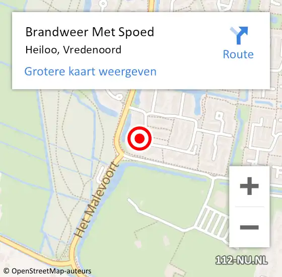 Locatie op kaart van de 112 melding: Brandweer Met Spoed Naar Heiloo, Vredenoord op 8 juli 2021 10:12