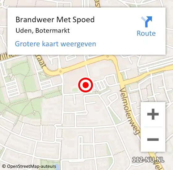 Locatie op kaart van de 112 melding: Brandweer Met Spoed Naar Uden, Botermarkt op 8 juli 2021 10:17