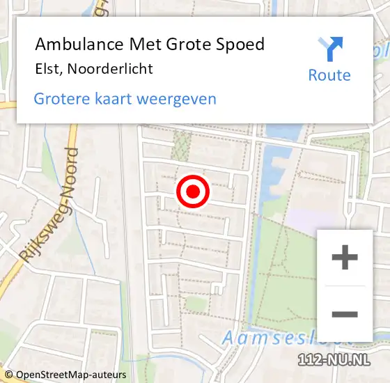 Locatie op kaart van de 112 melding: Ambulance Met Grote Spoed Naar Elst, Noorderlicht op 8 juli 2021 10:22
