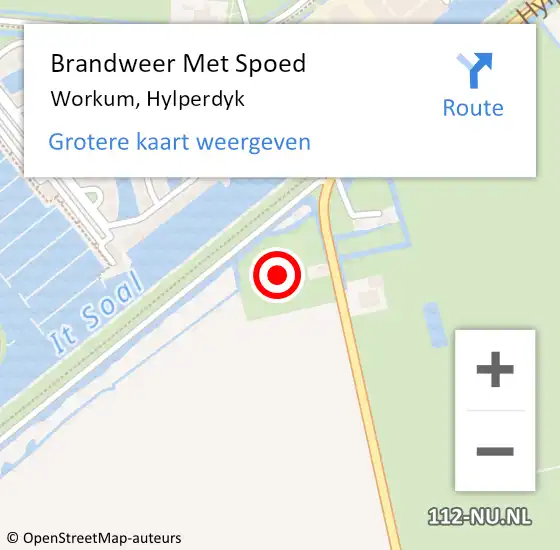 Locatie op kaart van de 112 melding: Brandweer Met Spoed Naar Workum, Hylperdyk op 8 juli 2021 10:29