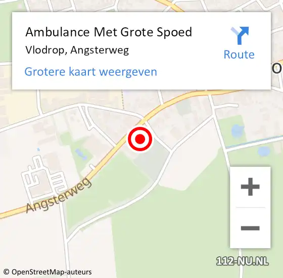 Locatie op kaart van de 112 melding: Ambulance Met Grote Spoed Naar Vlodrop, Angsterweg op 8 juli 2021 10:36