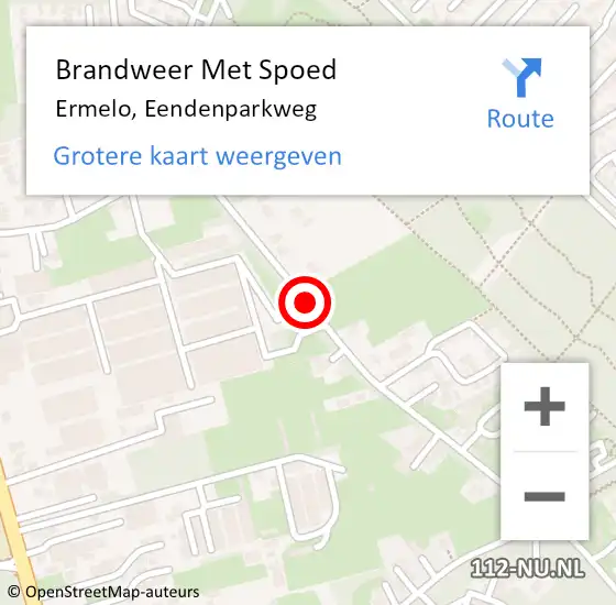 Locatie op kaart van de 112 melding: Brandweer Met Spoed Naar Ermelo, Eendenparkweg op 8 juli 2021 10:39