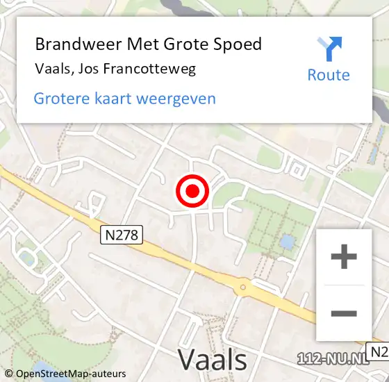 Locatie op kaart van de 112 melding: Brandweer Met Grote Spoed Naar Vaals, Jos Francotteweg op 8 juli 2021 11:00