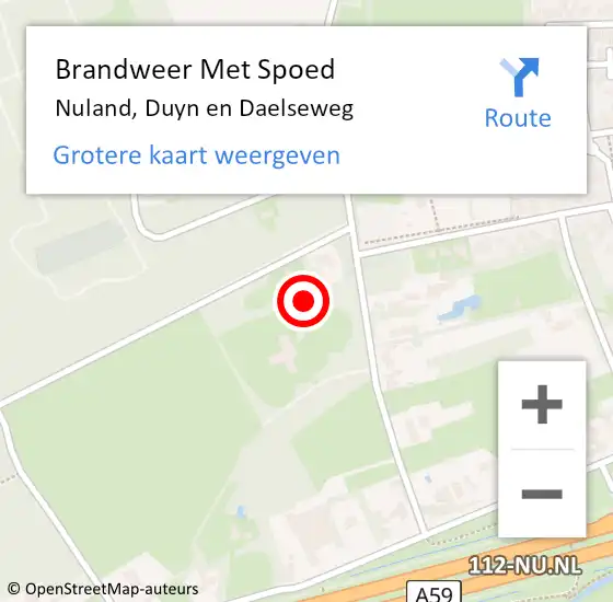 Locatie op kaart van de 112 melding: Brandweer Met Spoed Naar Nuland, Duyn en Daelseweg op 8 juli 2021 11:07