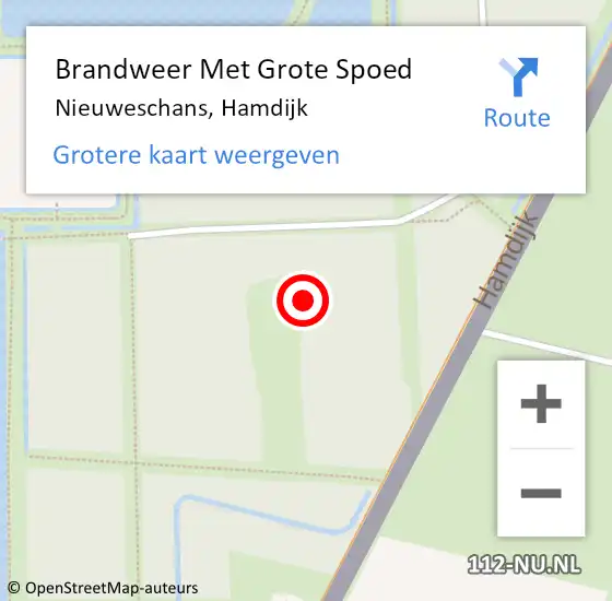 Locatie op kaart van de 112 melding: Brandweer Met Grote Spoed Naar Nieuweschans, Hamdijk op 8 juli 2021 11:41