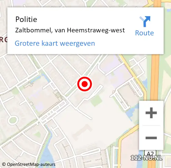 Locatie op kaart van de 112 melding: Politie Zaltbommel, van Heemstraweg-west op 8 juli 2021 11:45