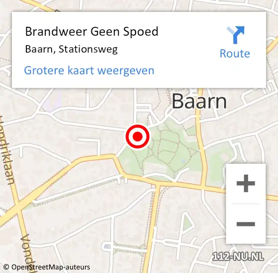 Locatie op kaart van de 112 melding: Brandweer Geen Spoed Naar Baarn, Stationsweg op 8 juli 2021 11:51