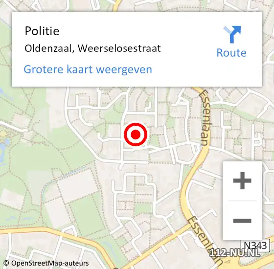 Locatie op kaart van de 112 melding: Politie Oldenzaal, Weerselosestraat op 8 juli 2021 11:59