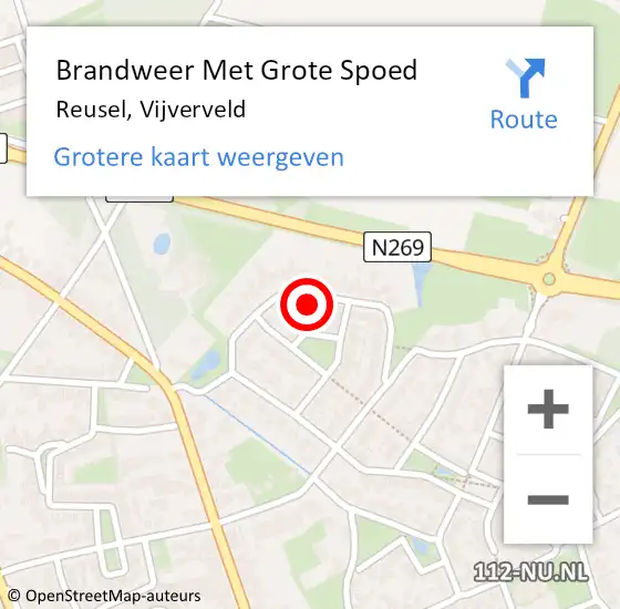 Locatie op kaart van de 112 melding: Brandweer Met Grote Spoed Naar Reusel, Vijverveld op 8 juli 2021 12:30