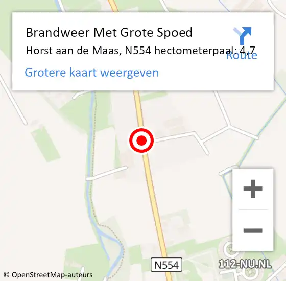 Locatie op kaart van de 112 melding: Brandweer Met Grote Spoed Naar Horst aan de Maas, N554 hectometerpaal: 4,7 op 8 juli 2021 12:32