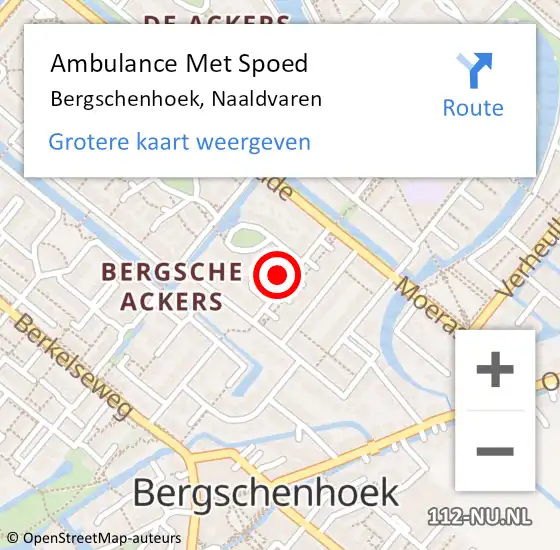 Locatie op kaart van de 112 melding: Ambulance Met Spoed Naar Bergschenhoek, Naaldvaren op 8 juli 2021 12:43