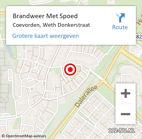 Locatie op kaart van de 112 melding: Brandweer Met Spoed Naar Coevorden, Weth Donkerstraat op 8 juli 2021 12:45