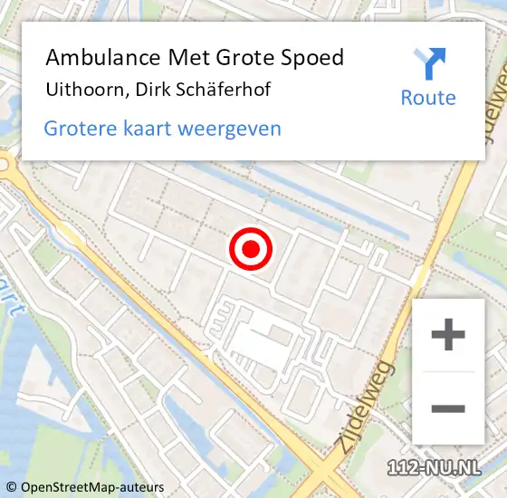 Locatie op kaart van de 112 melding: Ambulance Met Grote Spoed Naar Uithoorn, Dirk Schäferhof op 8 juli 2021 12:49