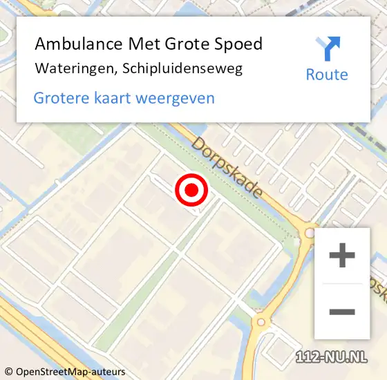 Locatie op kaart van de 112 melding: Ambulance Met Grote Spoed Naar Wateringen, Schipluidenseweg op 8 juli 2021 12:51