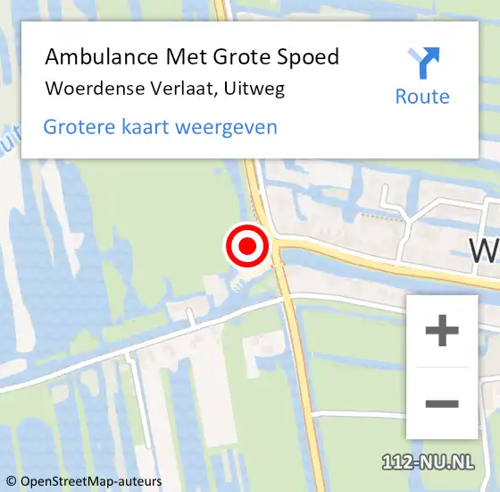 Locatie op kaart van de 112 melding: Ambulance Met Grote Spoed Naar Woerdense Verlaat, Uitweg op 8 juli 2021 12:58