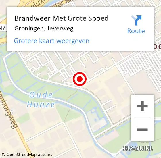 Locatie op kaart van de 112 melding: Brandweer Met Grote Spoed Naar Groningen, Jeverweg op 8 juli 2021 13:01