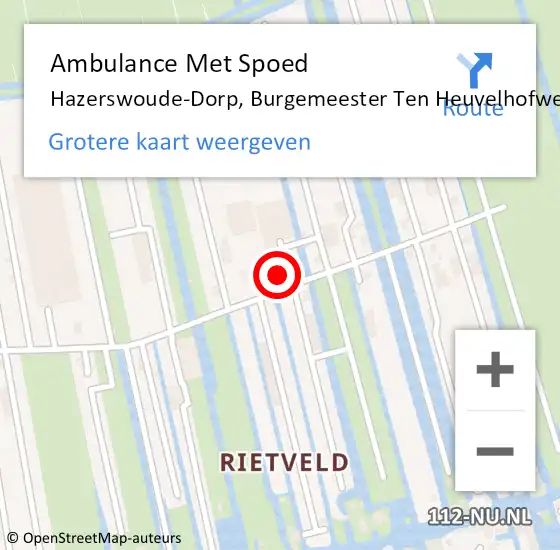 Locatie op kaart van de 112 melding: Ambulance Met Spoed Naar Hazerswoude-Dorp, Burgemeester Ten Heuvelhofweg op 8 juli 2021 13:06