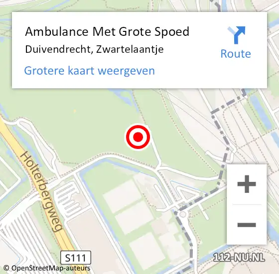 Locatie op kaart van de 112 melding: Ambulance Met Grote Spoed Naar Duivendrecht, Zwartelaantje op 8 juli 2021 13:06