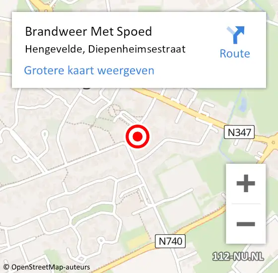 Locatie op kaart van de 112 melding: Brandweer Met Spoed Naar Hengevelde, Diepenheimsestraat op 8 juli 2021 13:08