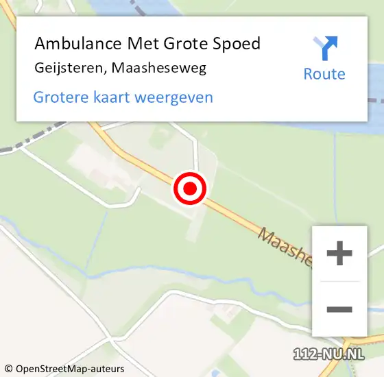 Locatie op kaart van de 112 melding: Ambulance Met Grote Spoed Naar Geijsteren, Maasheseweg op 15 juni 2014 20:05