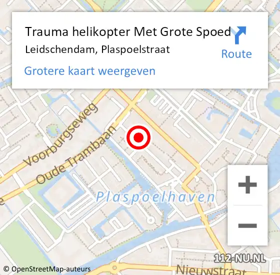 Locatie op kaart van de 112 melding: Trauma helikopter Met Grote Spoed Naar Leidschendam, Plaspoelstraat op 8 juli 2021 13:35