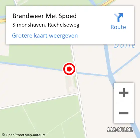 Locatie op kaart van de 112 melding: Brandweer Met Spoed Naar Simonshaven, Rachelseweg op 8 juli 2021 13:38