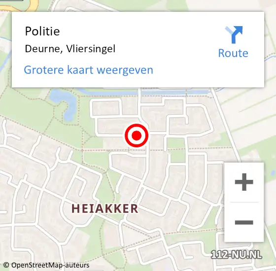 Locatie op kaart van de 112 melding: Politie Deurne, Vliersingel op 8 juli 2021 13:40