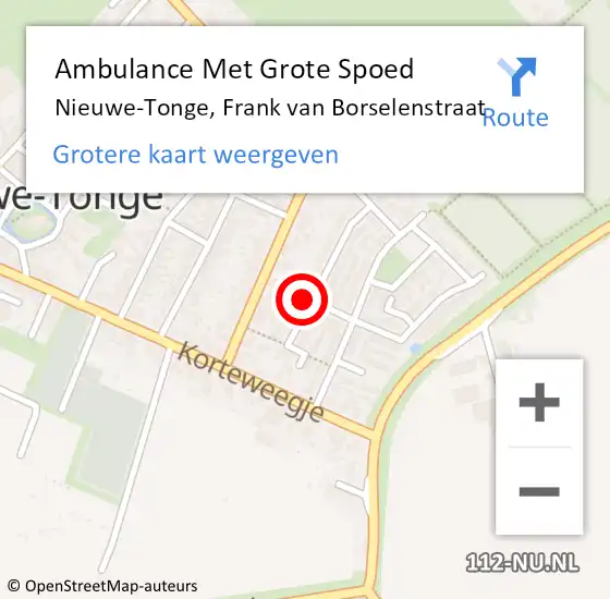 Locatie op kaart van de 112 melding: Ambulance Met Grote Spoed Naar Nieuwe-Tonge, Frank van Borselenstraat op 15 juni 2014 20:08