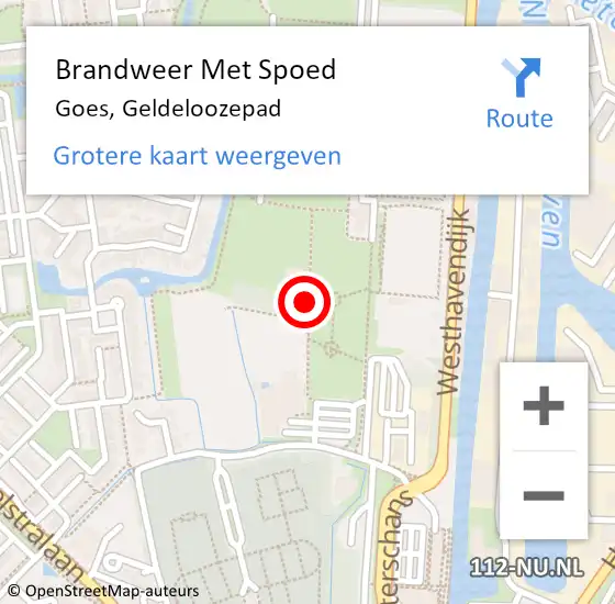 Locatie op kaart van de 112 melding: Brandweer Met Spoed Naar Goes, Geldeloozepad op 15 juni 2014 20:08