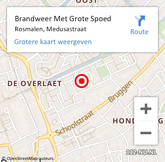 Locatie op kaart van de 112 melding: Brandweer Met Grote Spoed Naar Rosmalen, Medusastraat op 8 juli 2021 13:53