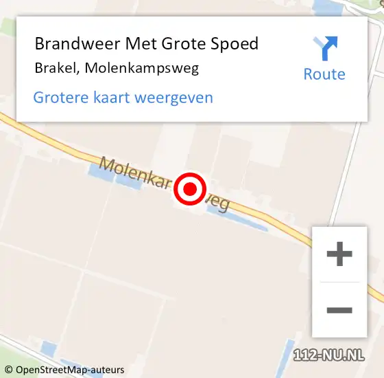 Locatie op kaart van de 112 melding: Brandweer Met Grote Spoed Naar Brakel, Molenkampsweg op 8 juli 2021 13:55