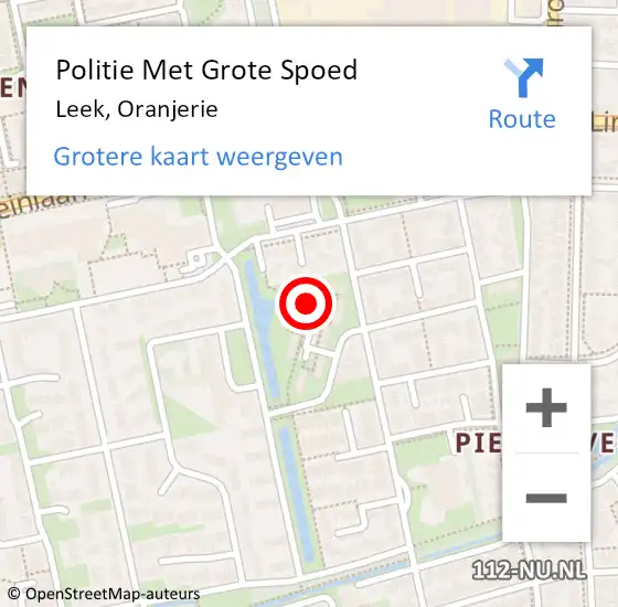 Locatie op kaart van de 112 melding: Politie Met Grote Spoed Naar Leek, Oranjerie op 8 juli 2021 14:03