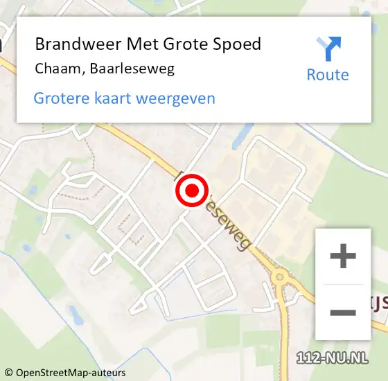 Locatie op kaart van de 112 melding: Brandweer Met Grote Spoed Naar Chaam, Baarleseweg op 8 juli 2021 14:13