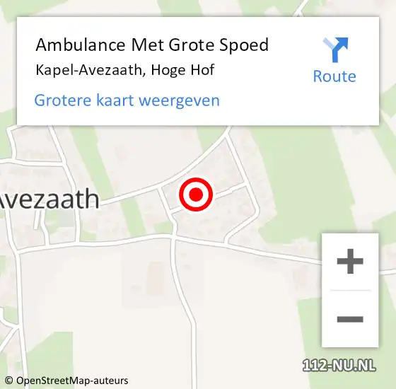 Locatie op kaart van de 112 melding: Ambulance Met Grote Spoed Naar Kapel-Avezaath, Hoge Hof op 8 juli 2021 14:19