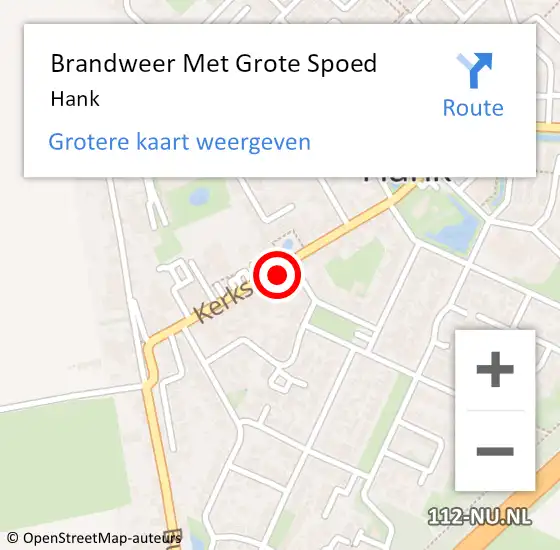 Locatie op kaart van de 112 melding: Brandweer Met Grote Spoed Naar Hank op 8 juli 2021 14:26