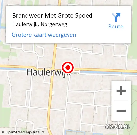 Locatie op kaart van de 112 melding: Brandweer Met Grote Spoed Naar Haulerwijk, Norgerweg op 8 juli 2021 14:39