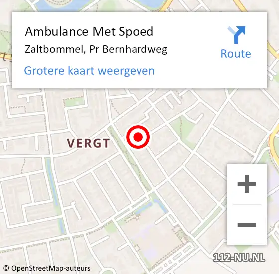 Locatie op kaart van de 112 melding: Ambulance Met Spoed Naar Zaltbommel, Pr Bernhardweg op 8 juli 2021 14:43