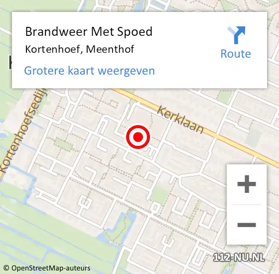 Locatie op kaart van de 112 melding: Brandweer Met Spoed Naar Kortenhoef, Meenthof op 8 juli 2021 14:51