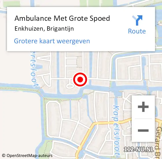 Locatie op kaart van de 112 melding: Ambulance Met Grote Spoed Naar Enkhuizen, Brigantijn op 8 juli 2021 14:54