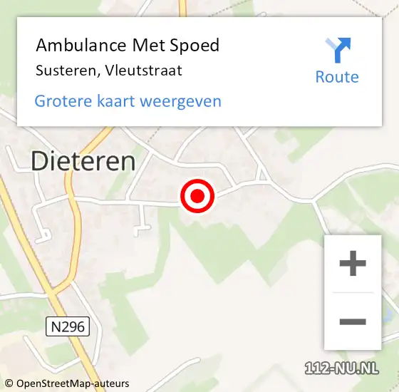 Locatie op kaart van de 112 melding: Ambulance Met Spoed Naar Susteren, Vleutstraat op 15 juni 2014 20:20