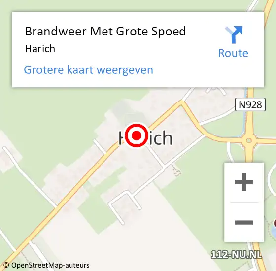 Locatie op kaart van de 112 melding: Brandweer Met Grote Spoed Naar Harich op 8 juli 2021 15:06