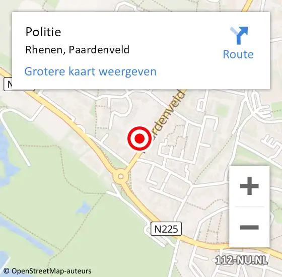 Locatie op kaart van de 112 melding: Politie Rhenen, Paardenveld op 8 juli 2021 15:28